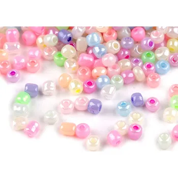 Dětské navlékací korálky Rokajl 5/0 - 4,5 mm perleťový, neprůhledný, velké, 141M multikolor