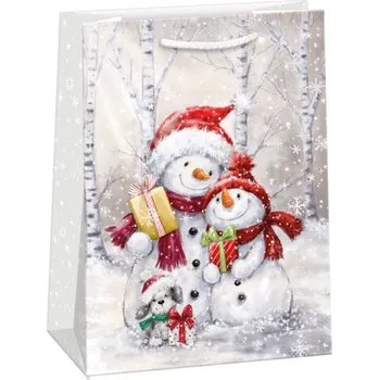 Dárková papírová taška MAXI (47 x 70 cm) Sněhuláčci