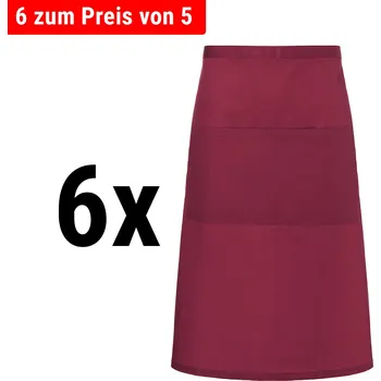 Jídelní stůl G.Gastro (6 pieces) KARLOWSKY | Basic Bistro Waist Apron – 700×700 mm - With Pocket - Bordeaux
