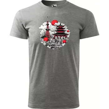 Pánské tričko Sablio Tričko s potiskem Mezi mraky - šedé L