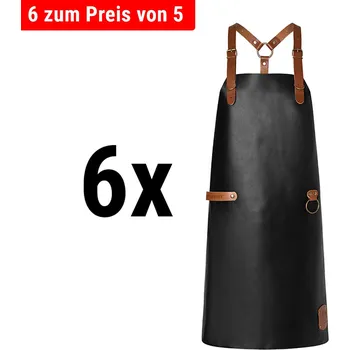 Lednice G.Gastro (6 pieces) KARLOWSKY | Professional Leather Bib Apron X‑Style Cross‑Back – Black - 600×820 mm