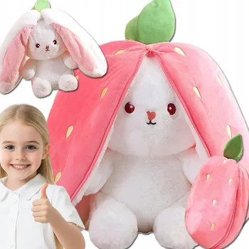 plyšák Plyšová Hračka Roztomilý králík Jahoda 2v1 Velký 25 cm Plyšák Roztomilá Plyšový Mazlíček Přítulníček