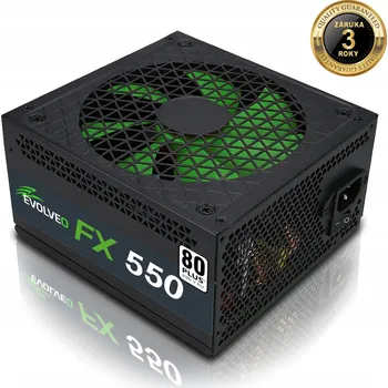 Počítačový zdroj EVOLVEO FX 550, 550W ATX zdroj, 14cm ventilátor, tichý, 80+ certifikace, bulk balení