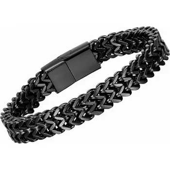 Náramek Nový, černý náramek z nerezové oceli, magnetické zapínání - 19 cm