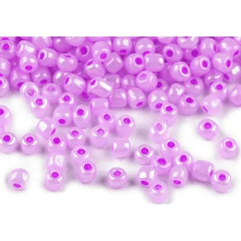 Dětské navlékací korálky Rokajl 5/0 - 4,5 mm perleťový, neprůhledný, velké, 150 fialová lila