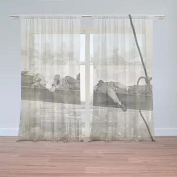 Záclona Sablio Záclony Ležící zedníci na traverze: 2ks 150x250cm