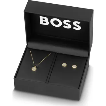 Náušnice Luxusní sada pozlacených šperků Medallion 1570149 (náhrdelník, náušnice) Hugo Boss