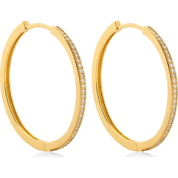 Náušnice Nadčasové pozlacené kruhy se zirkony VBE0151G Troli