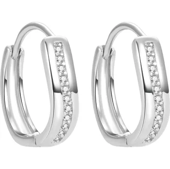 Náušnice Originální stříbrné náušnice kruhy se zirkony AGUC2375L Beneto
