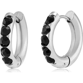 Náušnice Moderní kruhové náušnice s černými zirkony VAAJDE201822S-BK Troli