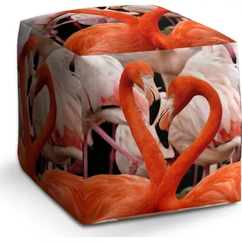 Taburet Sablio Taburet Cube Plameňáci 2: 40x40x40 cm