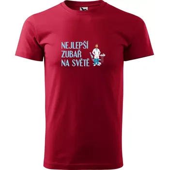 Pánské tričko Sablio Tričko s potiskem Nejlepší zubař na světě - červené S