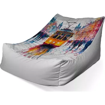 Sedací pytel Sablio Sedací vak Lounge Žlutá tramvaj Paint - 120 x 100 x 80 cm