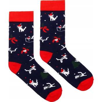 Dámské ponožky Bavlněné Ponožky Vánoční kočky 42-46 unisex dárek