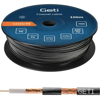 Anténní kabel Vodič koax GETI 121CU PE - venkovní (100m cívka)
