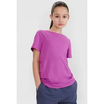 4F Dívčí tričko regular, jednobarevné - fialové, velikost 152 (11-12 let)