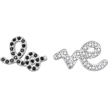 Náušnice Asymetrické stříbrné náušnice s nápisem Love AGT-E211PWBK Agato