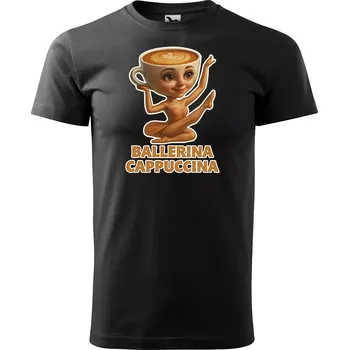 Sablio Tričko s potiskem Ballerina cappuccina - Italian Brainrot - černé M