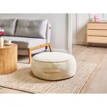 Puf světle béžový samet podnožka kulatá glam Beliani