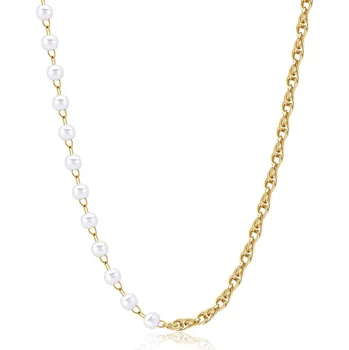Náhrdelník Úchvatný pozlacený náhrdelník s perlami Chunky SHK64 S Agapo