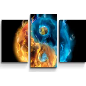 Obraz Sablio Obraz - 3-dílný Ohnivé jin a jang - 75x50 cm