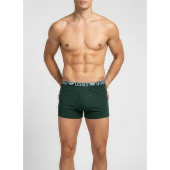 Pánské spodní prádlo Pánské bavlněné boxerky UOMO v tmavě zelené barvě, VELIKOST 4XL