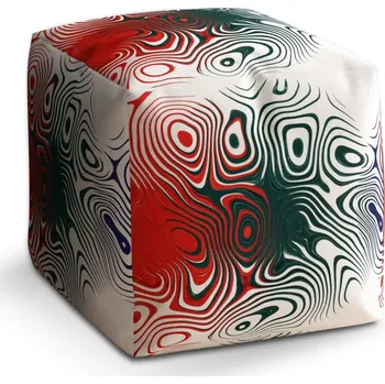 Taburet Sablio Taburet Cube Dvoubarevná abstrakce: 40x40x40 cm