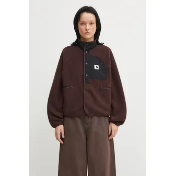 Dámská mikina Mikina Carhartt WIP W' Flynn Fleece Jacket dámská, hnědá barva, hladká, I035460.3ANXX, L, 89X