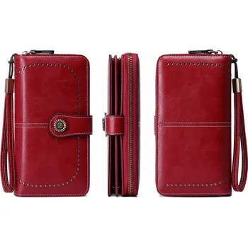 Peněženka Dámská kožená peněženka velká prostorná lakovaná červená