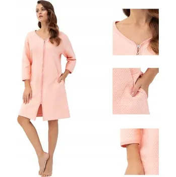 Podprsenka Luna dámský župan ke kolenům bez kapuce meruňkový, velikost XL