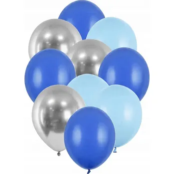 Balónek SADA BALÓNKŮ Stříbrno-modré balónky mix 30 cm - 10 kusů