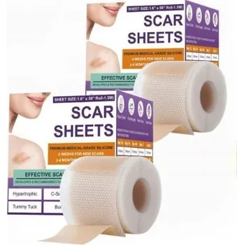 Náplast Silikonové náplasti na jizvy, silikonová páska na jizvy (role 1,6" x 59" - 1,5 m) 2 balení