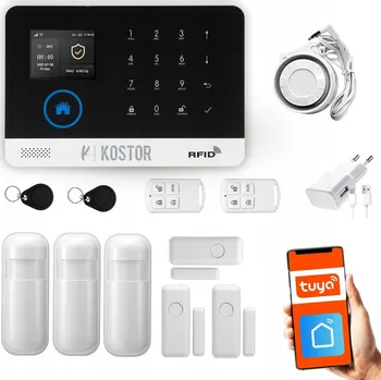 Sada domovního alarmu Bezdrátový alarm GSM + WiFi s aplikací TUYA, sada, KOSTOR SAD004B