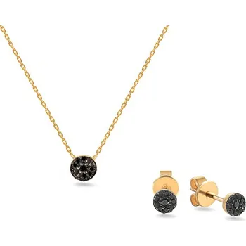 Souprava šperků Zlatá souprava s černými diamanty Ziva IZBR908BS + dárkové balení LUXUS zdarma