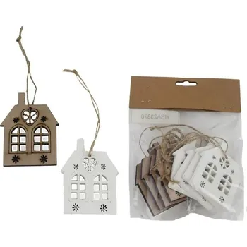 Dekorace - Domeček k zavěšení, 8 ks D6587