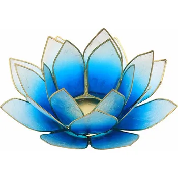 Solná lampa Svícen lotos světlemodrý cca 13,5 cm