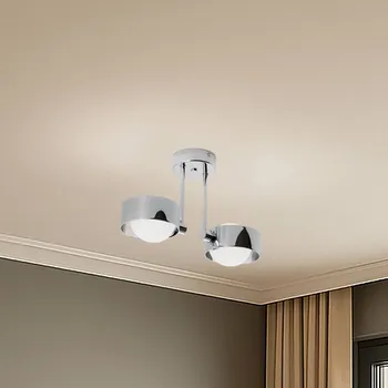 Argon Stropní světlo Mado, ocel chromová, sklo opálové, 2 žárovky - Stříška - Ø 10 cm, výška 3 cm chrom, bílá 2 x 6 W LED - Doprava zdarma