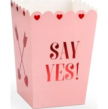 Party dekorace Krabičky na popcorn LOVE 8,5 x 8,5 x 12,5 cm, 6 ks