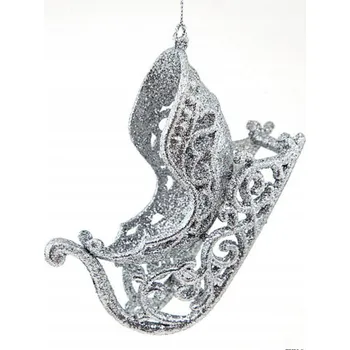 Vánoce STŘÍBRNÉ OZDOBY NA STROMEČEK - SÁNĚ MIKULÁŠE, 2ks, VÁNOČNÍ DEKORACE