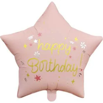 Balónek Fóliový balónek HVĚZDA RŮŽOVÁ VŠECHNO NEJLEPŠÍ k narozeninám dekorace heliem J