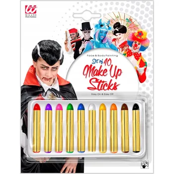 Karnevalový doplněk Widmann Křídy na obličej Ptákoviny Karnevalové pastelky - 10 kusů