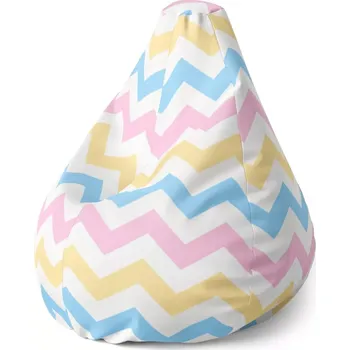 Sedací pytel Sablio Sedací vak Pear Tříbarevné klikyháky - 70 x 95 x 15 cm