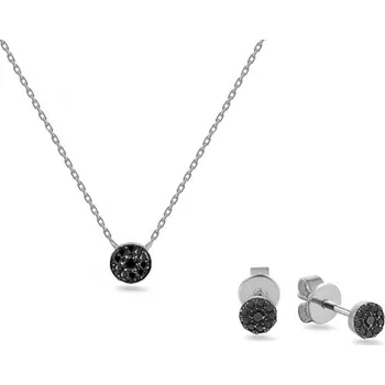 Souprava šperků Sada s černými diamanty Ziva, bílé zlato IZBR908ABS + dárkové balení LUXUS zdarma