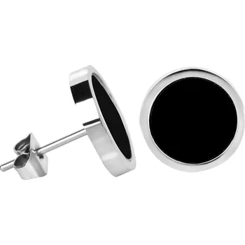 Náušnice Moderní ocelové náušnice s černým středem Troli