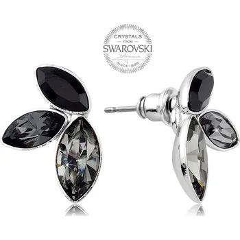 Náušnice Náušnice se třemi tmavými krystaly Navette Levien