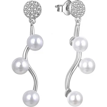 Náušnice Elegantní stříbrné náušnice se zirkony a syntetickými perlami E0003098 Moiss