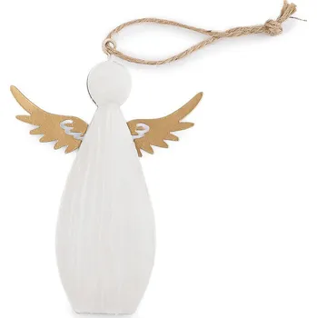 Vánoční dekorace Kovový anděl k zavěšení Varianta: krémová nejsvět. zlatá, Balení: 1 ks