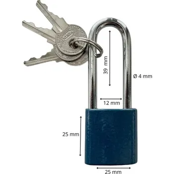 Visací zámek Zámek visací ocelový, 25 mm, prodloužený