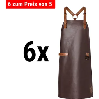 Lednice G.Gastro (6 pieces) KARLOWSKY | Professional Leather Bib Apron X‑Style Cross‑Back – Mocha - 600×820 mm