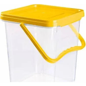 Krabice s víkem v odstínech žluté a zlaté, průhledný